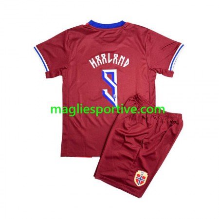 Completo Calcio Norvegia Erling Haaland 9 Bambino Divisa Prima 2024